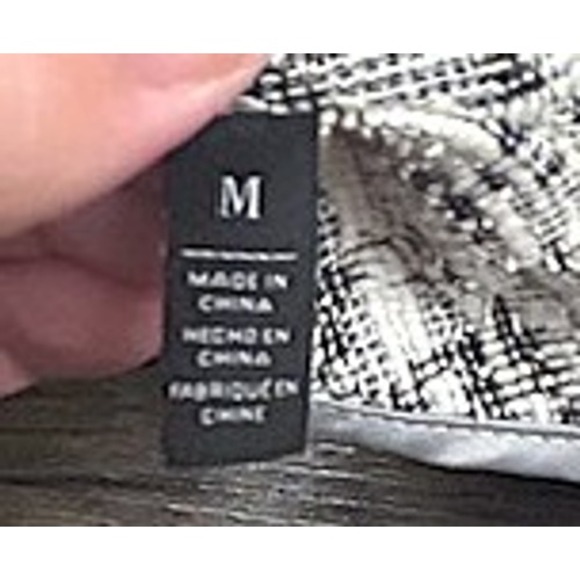 Chico's Size M Heathered Black and White Waterfall Jacket Textured Knit Academia - Picture 3 of 13